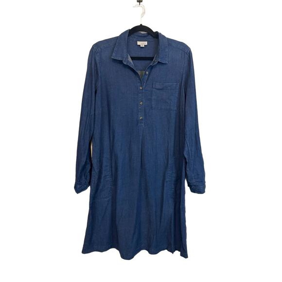 J.jill Dresses & Skirts - J.Jill Lyocell Shirt Dress Blue Medium